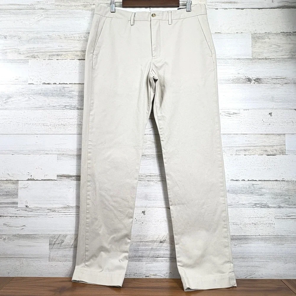Polo Ralph Lauren Mens Stretch Straight Fit Chino Pants Khaki Tan 34x32.5‎